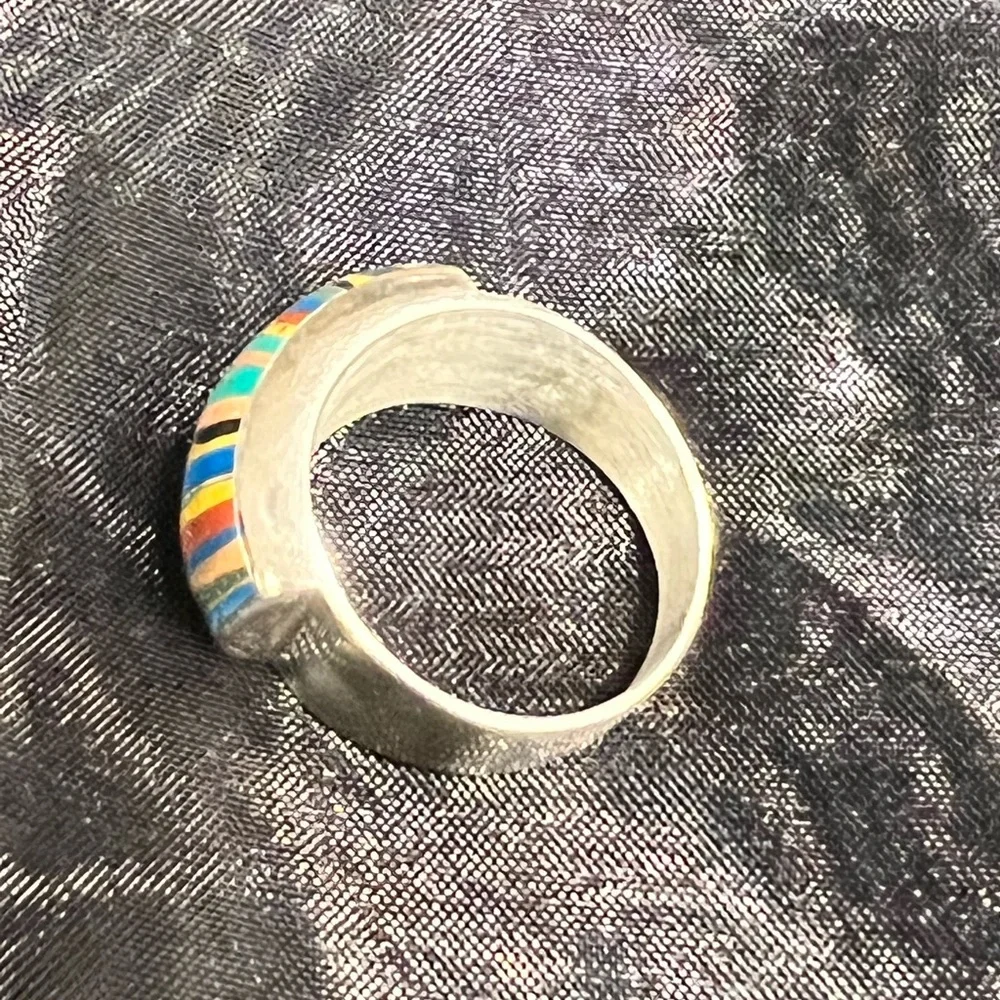 RARE…Rainbow Casillica Sterling Silver Band - Picture 3 of 6